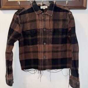 Madewell Flannel Crop Shirt-Jacket in Plaid Size X-Small